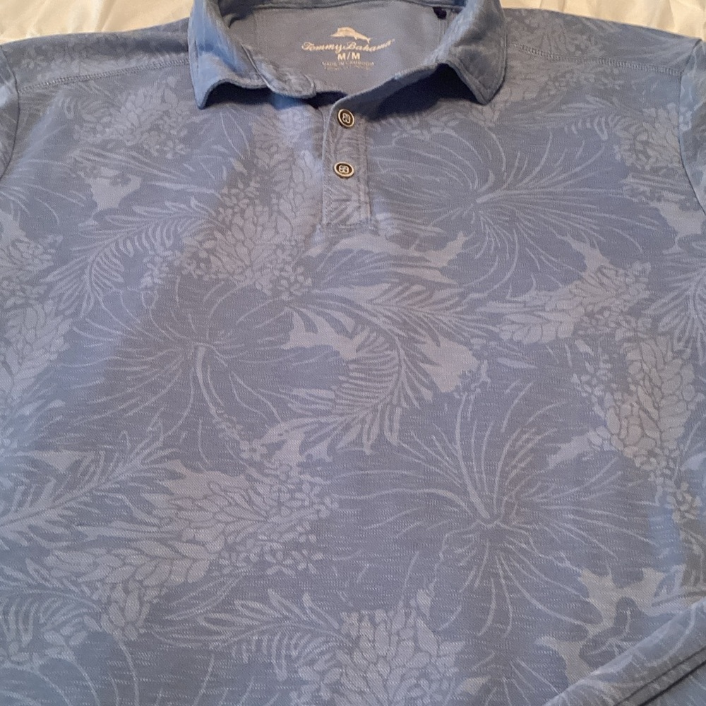 Tommy Bahama Light Blue Floral Jacquard Polo